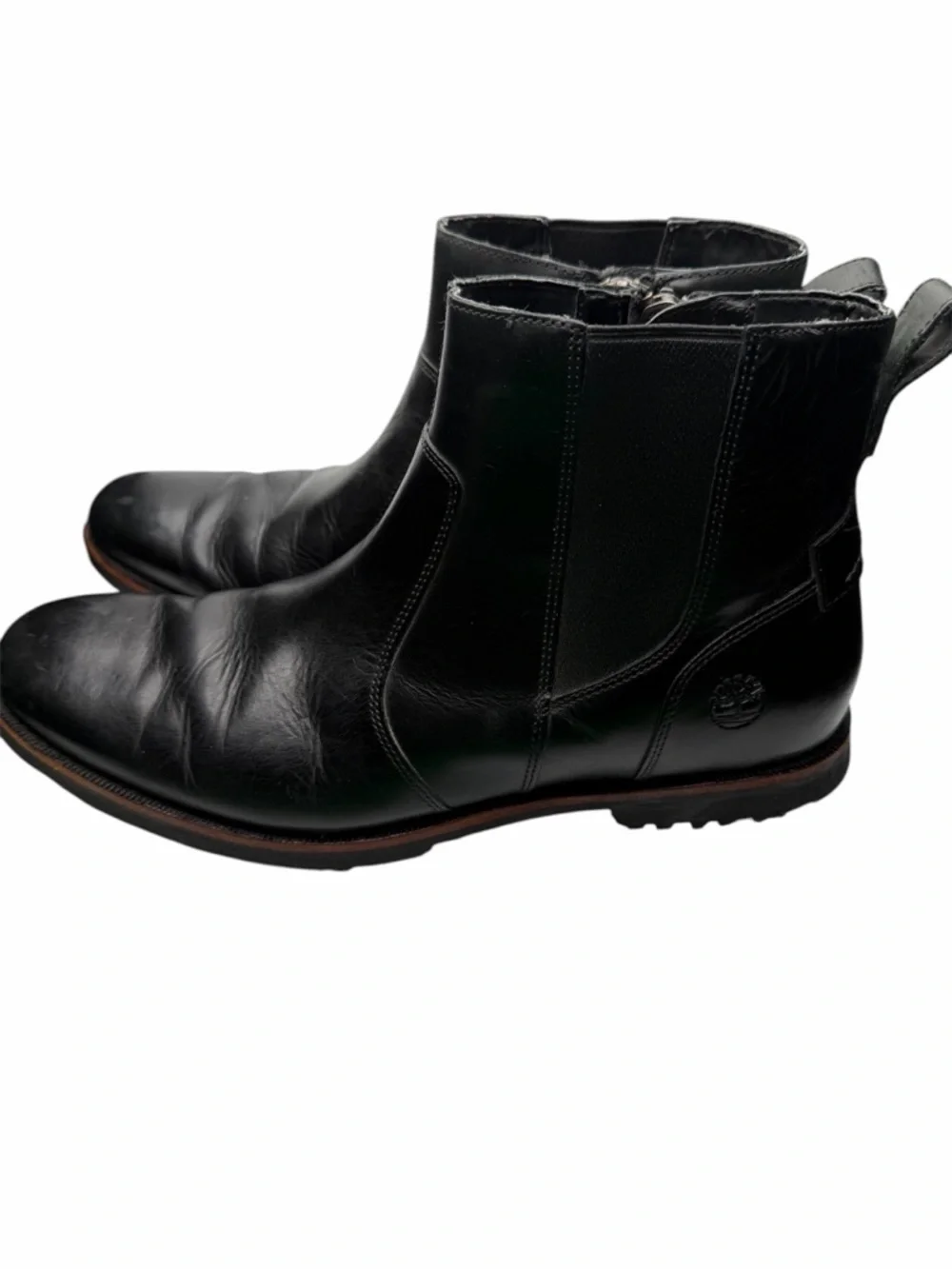 Timberland Kendrick black leather Chelsea boot with zippers GENTLY USED 10.5